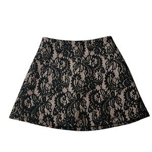 Mini Scuba Material Skirt. Lace Look, Back Zipper Closure, Size M